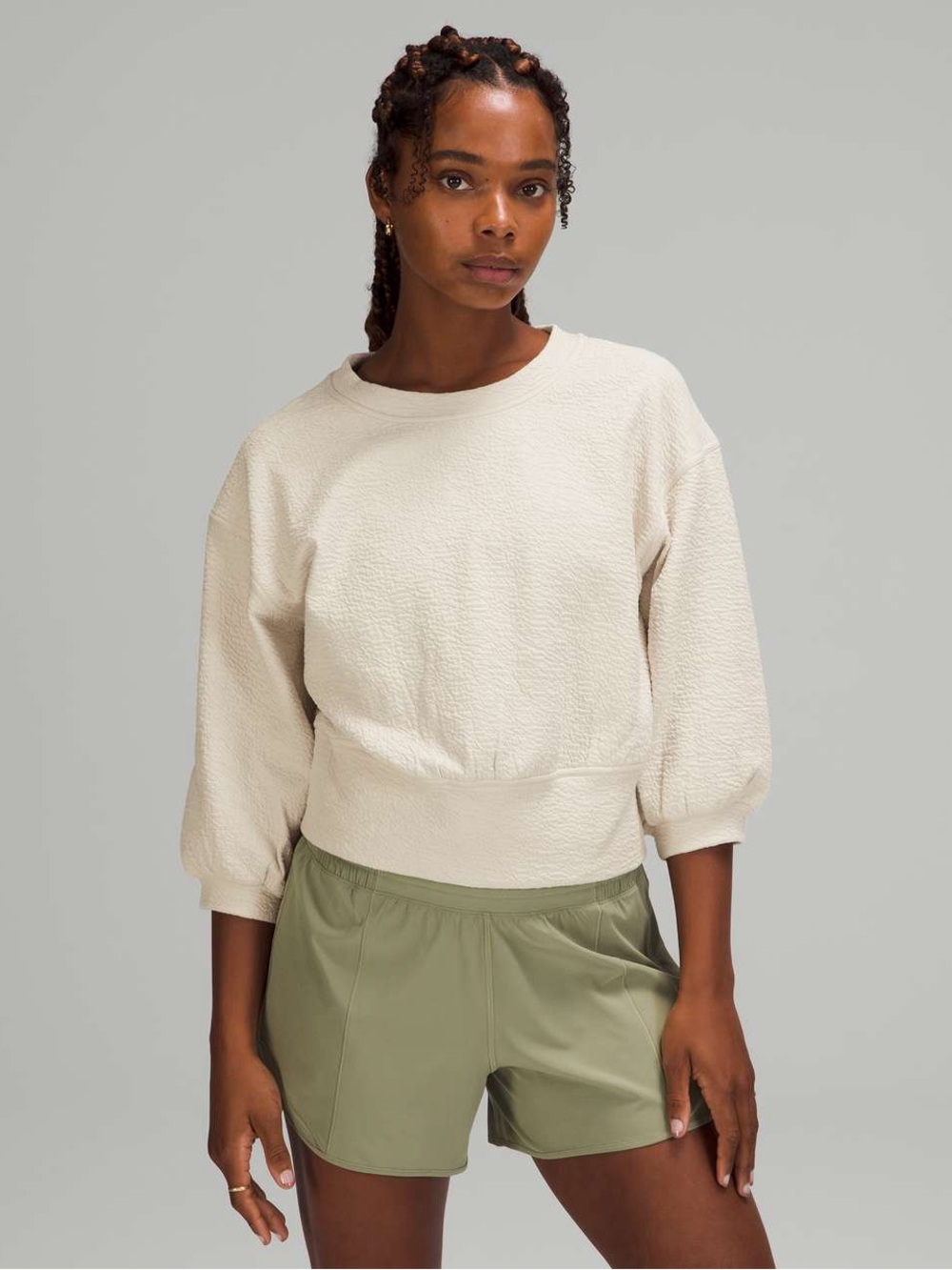 Lululemon /// Women’s Textured Crewneck Pullover - White Opal - Size 2 - Picture 1 of 9